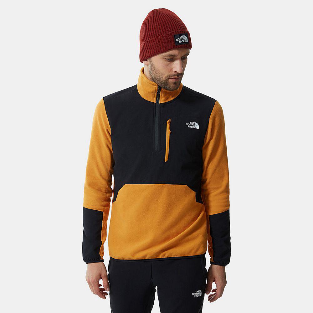 The North Face Glacier Pro Quarter-Zip Ανδρικα Μπουφάν Fleece - Κίτρινα / Μαυρα (KSQE73219)